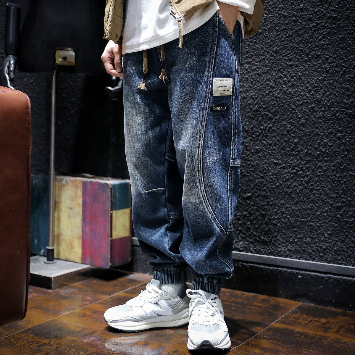#DY-D810-ST# 潮品休閒束腳牛仔褲
