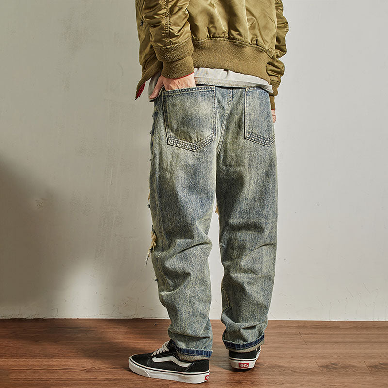 #CXS-9017-ST# 潮品做舊牛仔褲