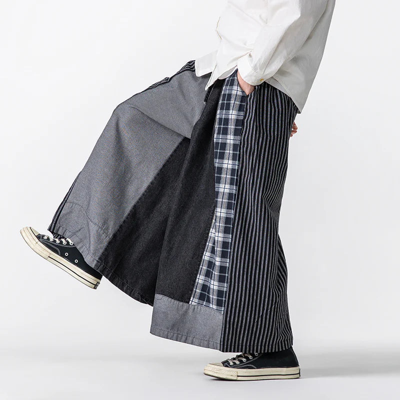 #M-K200#日系牛仔拼色休閒褲